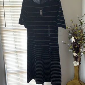 NWT Tommy navy dress with silver stripe